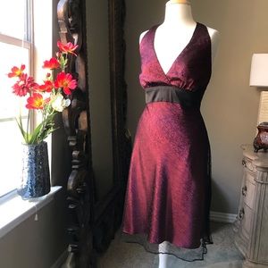 JNY Lace overlay burgundy wine halter dress